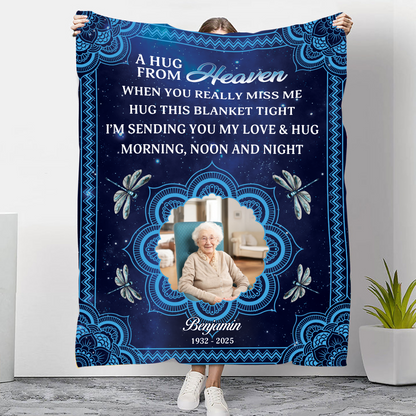 To My Love A Hug From Heaven Mandala - Memorial Personalized Custom Blanket Gift