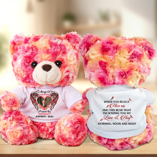 A hug From Heaven Heart Wings - Memorial Personalized Custom Teddy Bear Plush