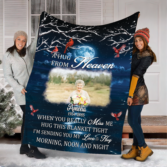 A Hug From Heaven Moon Blanket - Memorial Personalized Custom Blanket