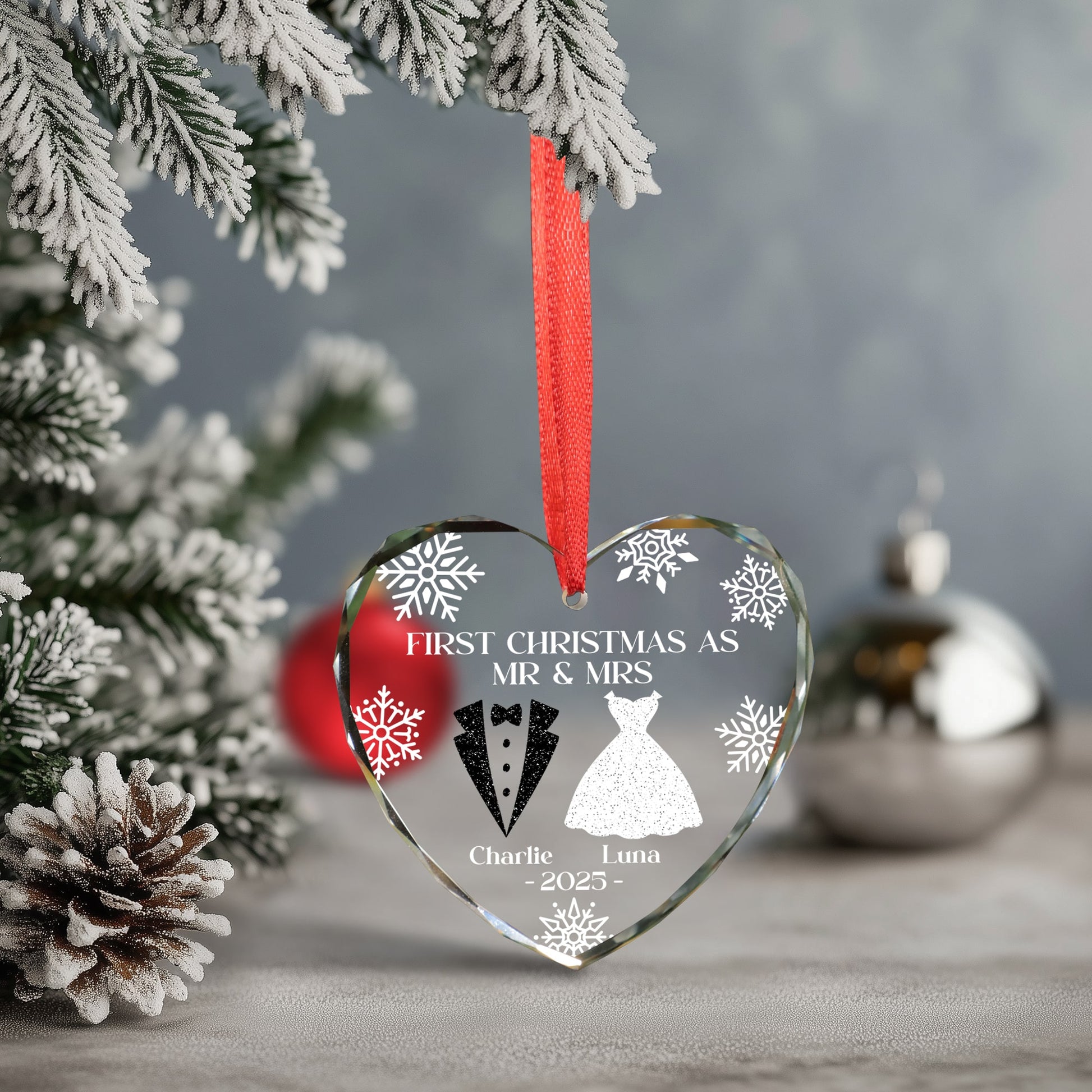 Our First Christmas - Personalized Custom Glass Ornament