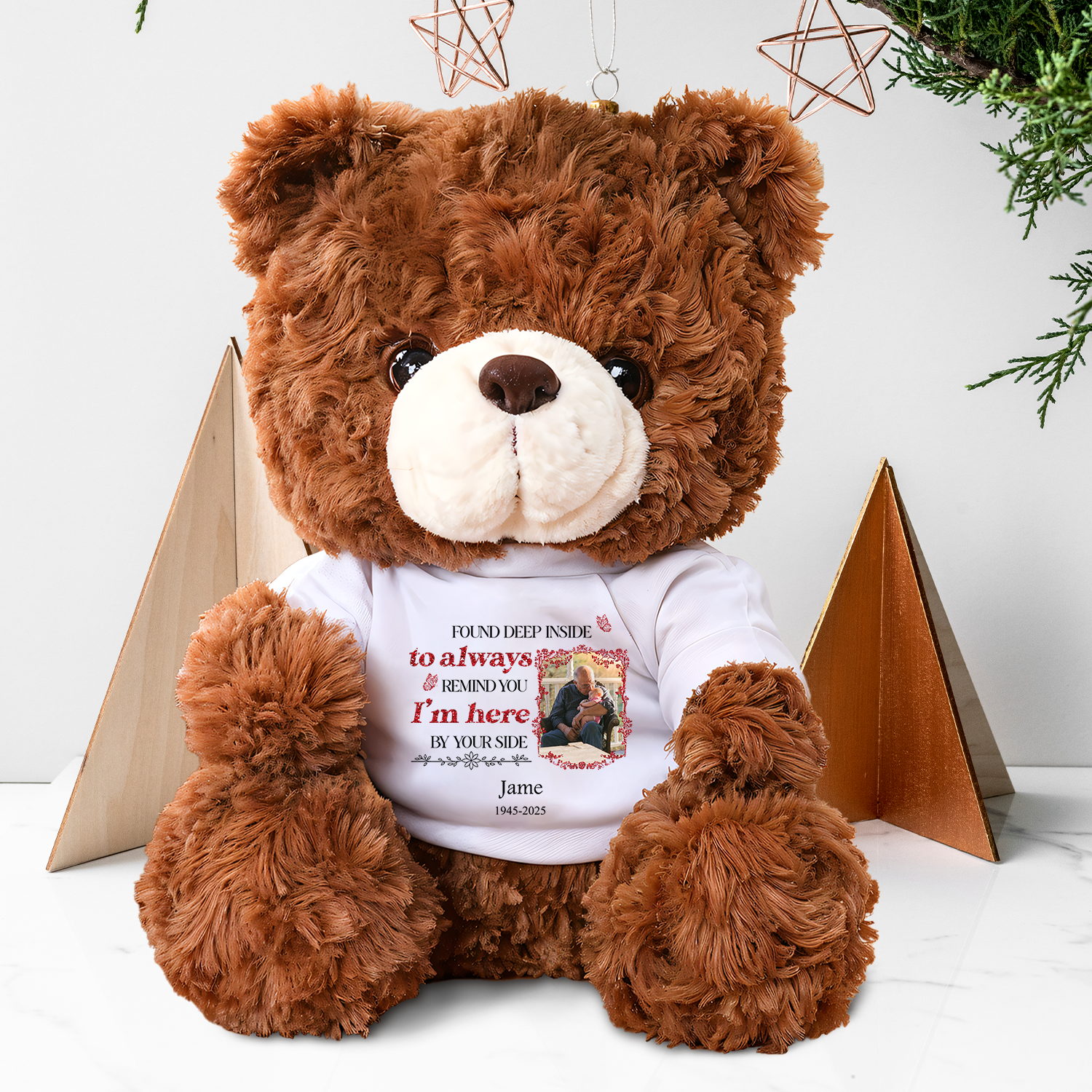 Custom Photo Hug This Bear When You Miss Me - Memorial Personalized Custom Teddy Bear Plush