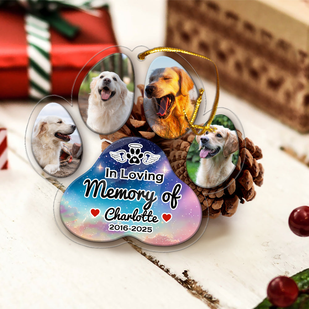 In Loving Memories Paw - Personalized Custom Acrylic Ornament