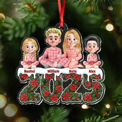 Our Family Flower 2025 - Personalized Custom Acrylic Ornament