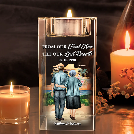 From Our First Kiss - Personalized Crystal Candle Holder