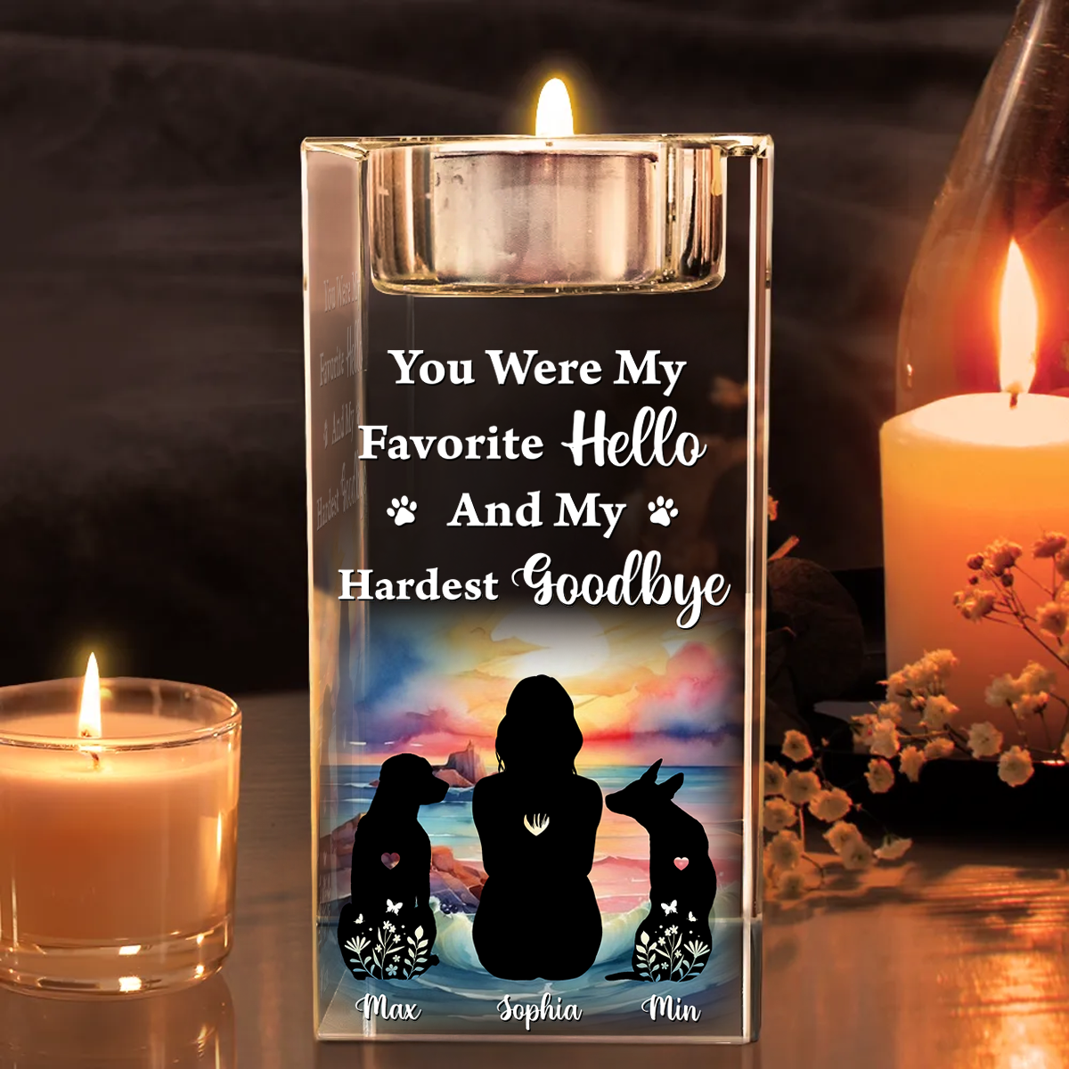 I Loved You Your Whole Life Memorial - Personalized Crystal Candle Holder