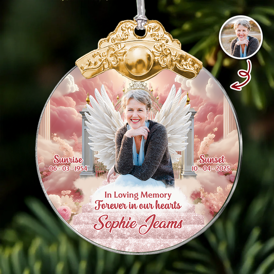In Loving Memory - Personalized Glass Ornament With Silver and Gold Cap