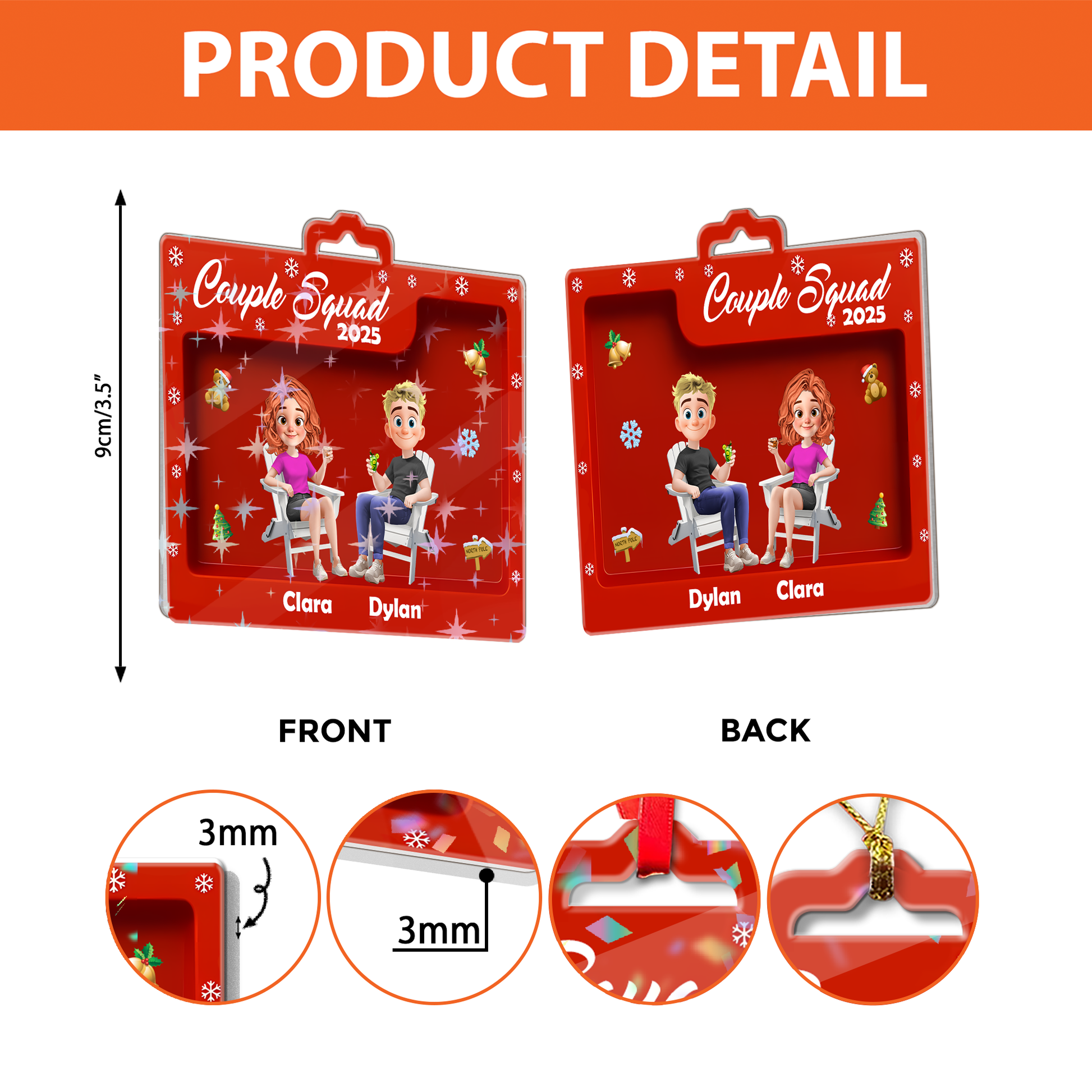 Couple Squad - Custom Shape Hologram Ornament
