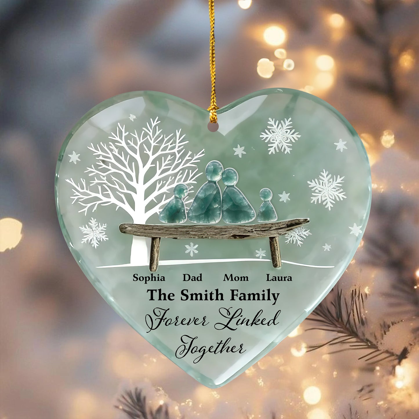 Our Family Linked Together Sea Glass - Personalized Custom Acrylic 2-layered Ornament