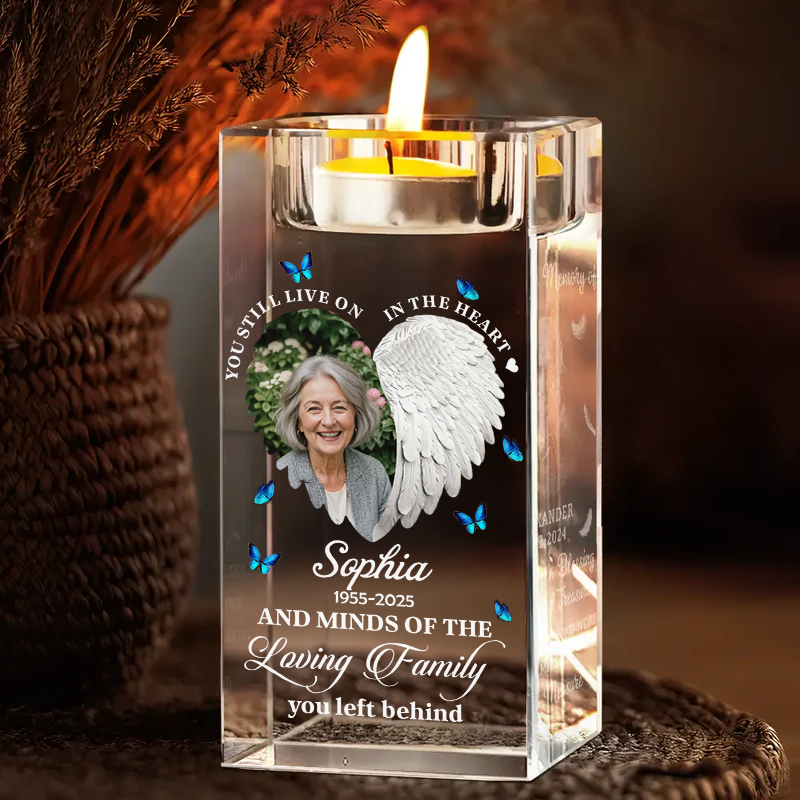 You Still Live In My Heart - Personalized Crystal Candle Holder