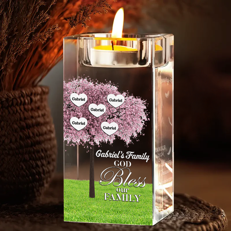 How Much We Love You -  Personalized Crystal Candle Holder