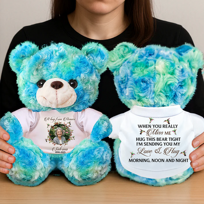 Miss You Morning, Noon and Night - Memorial Personalized Custom Teddy Bear Plush