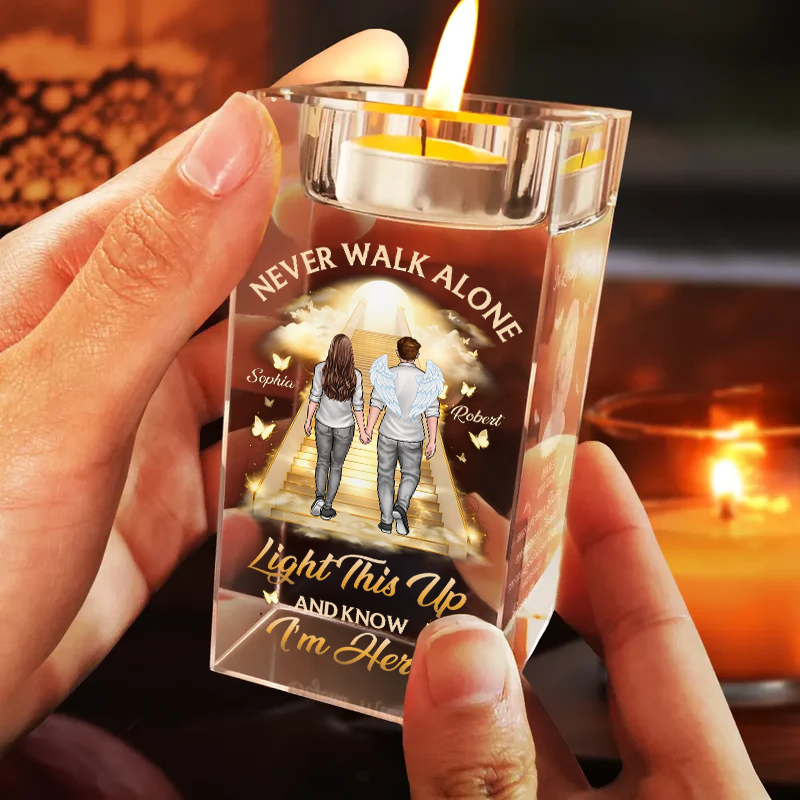 Never Walk Alone - Personalized Crystal Candle Holder