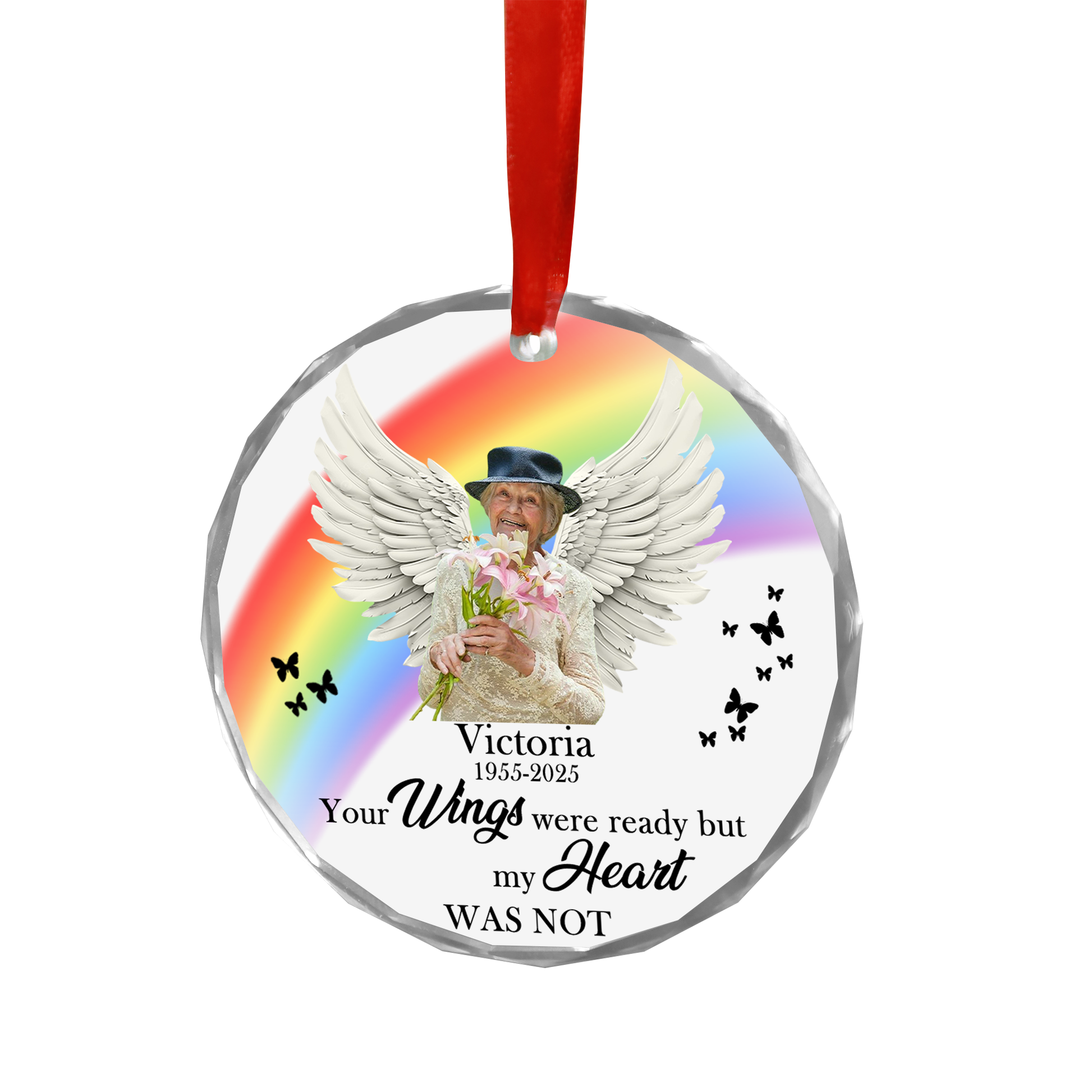 Memorial Your Wings Were Ready - Personalized Custom Glass Ornament