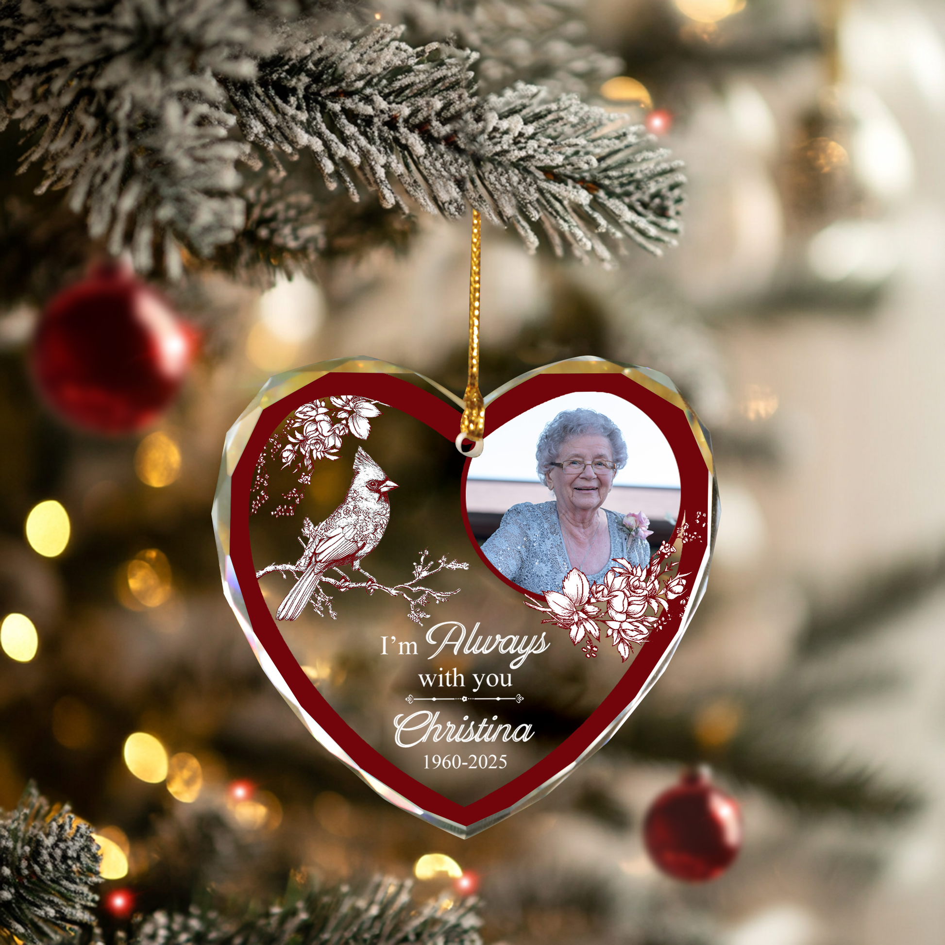Cardinal I'm Always With You - Personalized Custom Glass Ornament