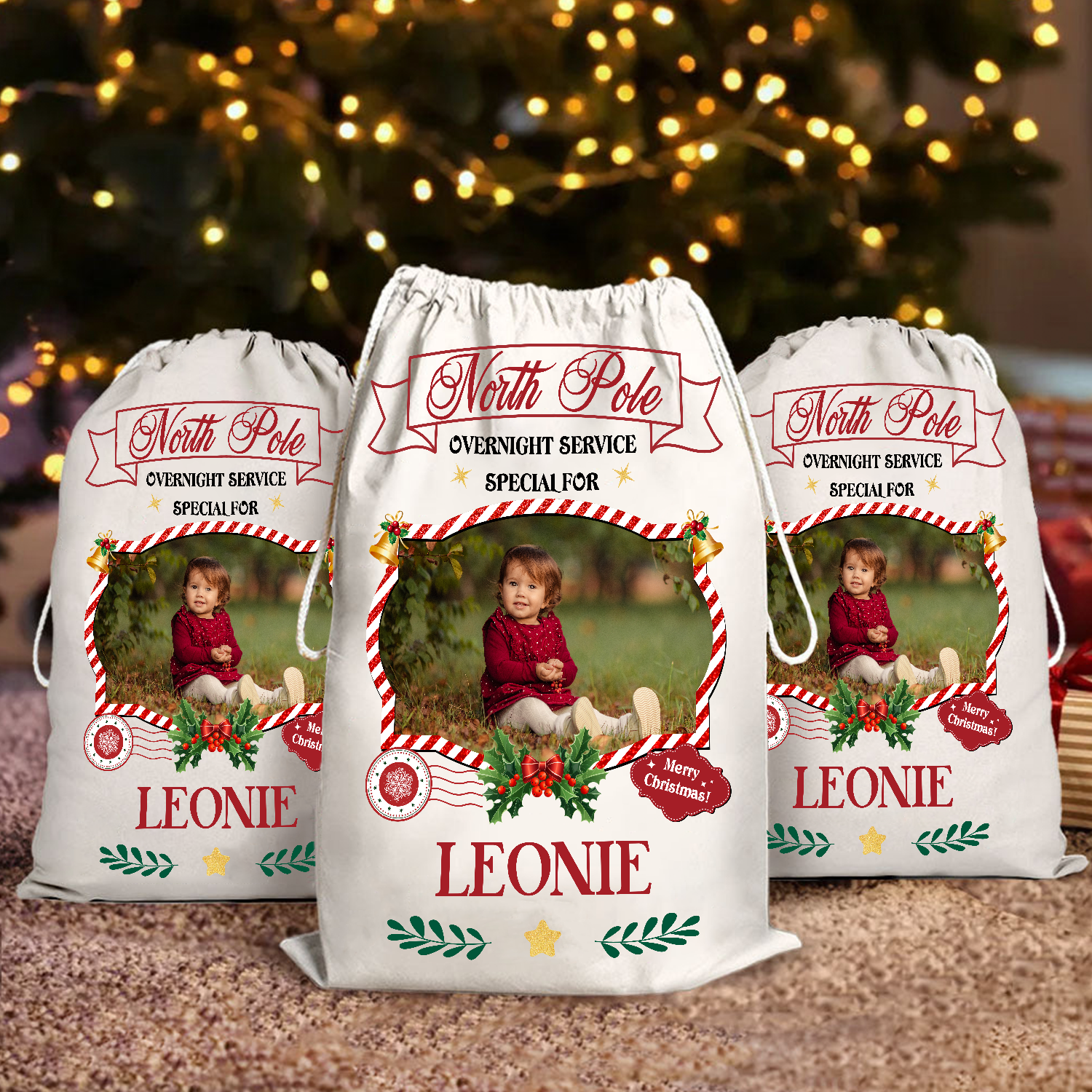 Christmas Bag Santa Sack - Customized Canvas Drawstring Bags