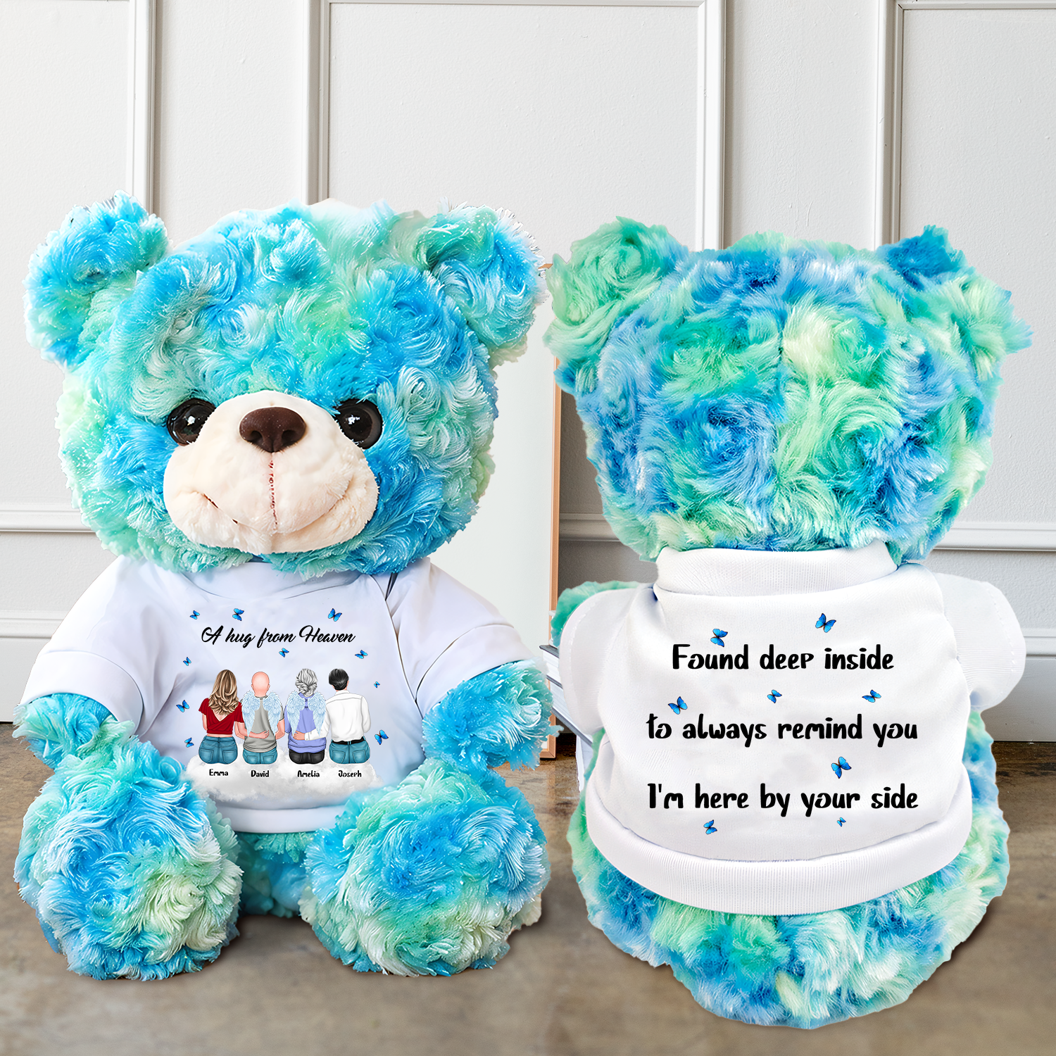 A Hug From Heaven Sky - Memorial Personalized Custom Teddy Bear Plush