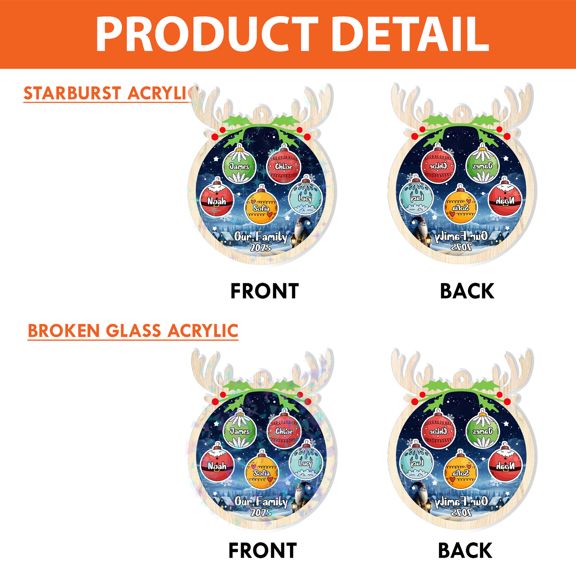 Christmas Ornament Family Ball - Custom Shape Hologram Ornament