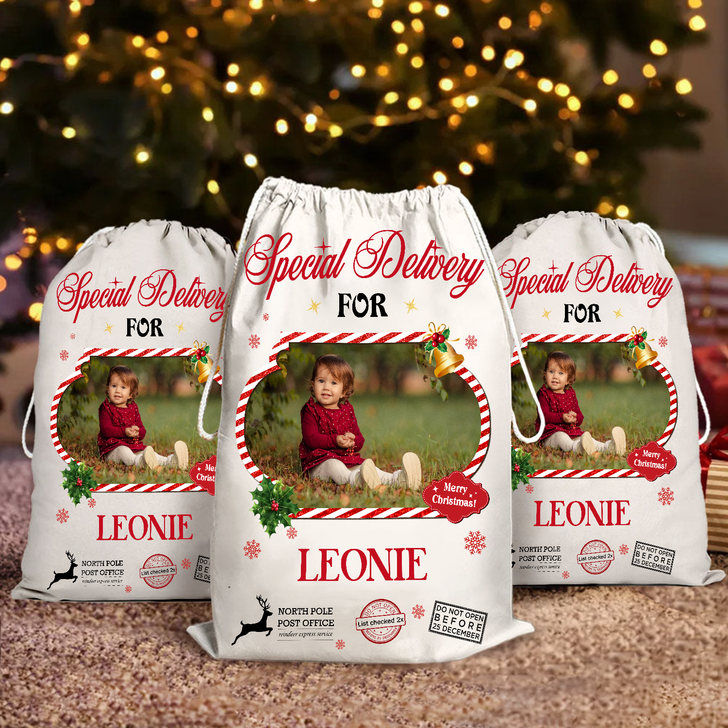 Christmas Bag Special Delivery - Customized Canvas Drawstring Bags