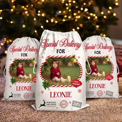 Christmas Bag Special Delivery - Customized Canvas Drawstring Bags