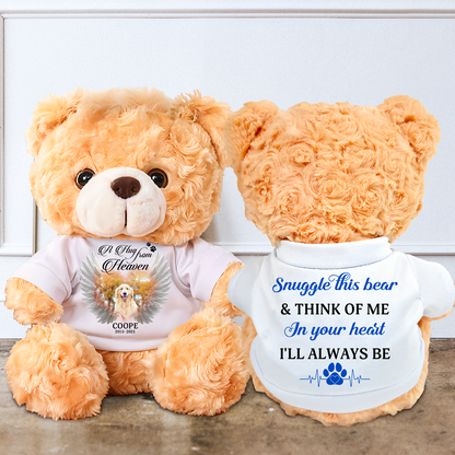 A hug From Heaven Pet Lover - Memorial Personalized Custom Teddy Bear Plush