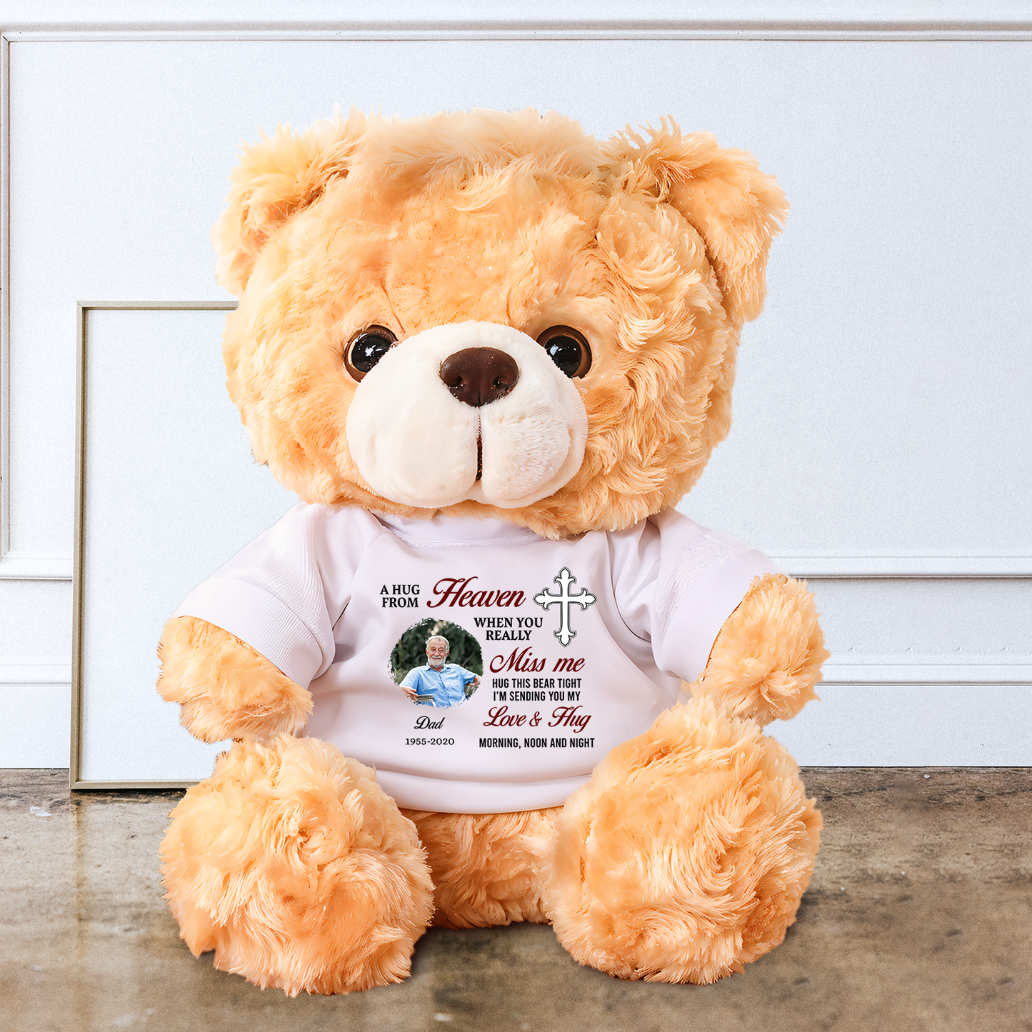 A Hug From Heaven Cross - Memorial Personalized Custom Teddy Bear Plush