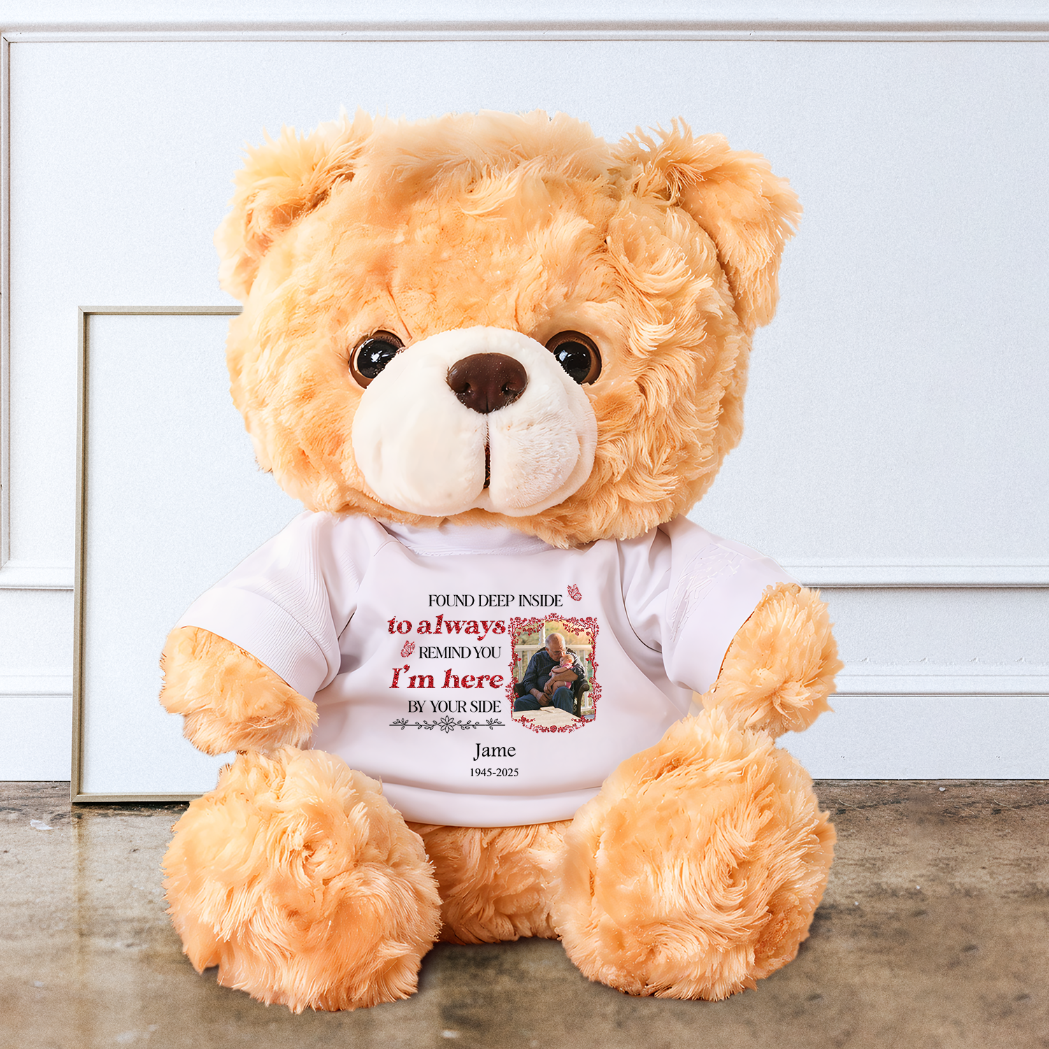 Custom Photo Hug This Bear When You Miss Me - Memorial Personalized Custom Teddy Bear Plush