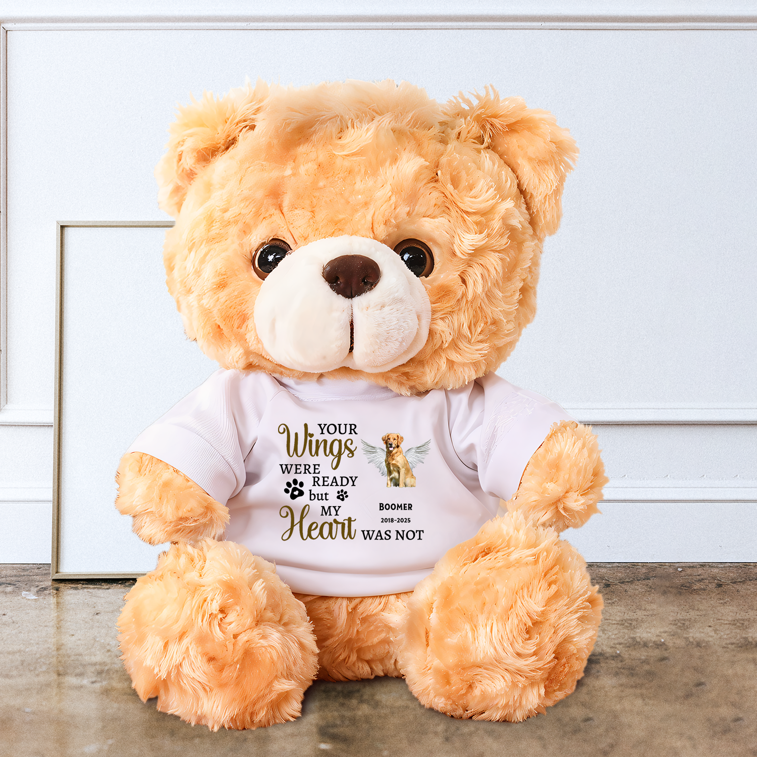 Pet Loss Your Wings Were Ready - Memorial Personalized Custom Teddy Bear Plush