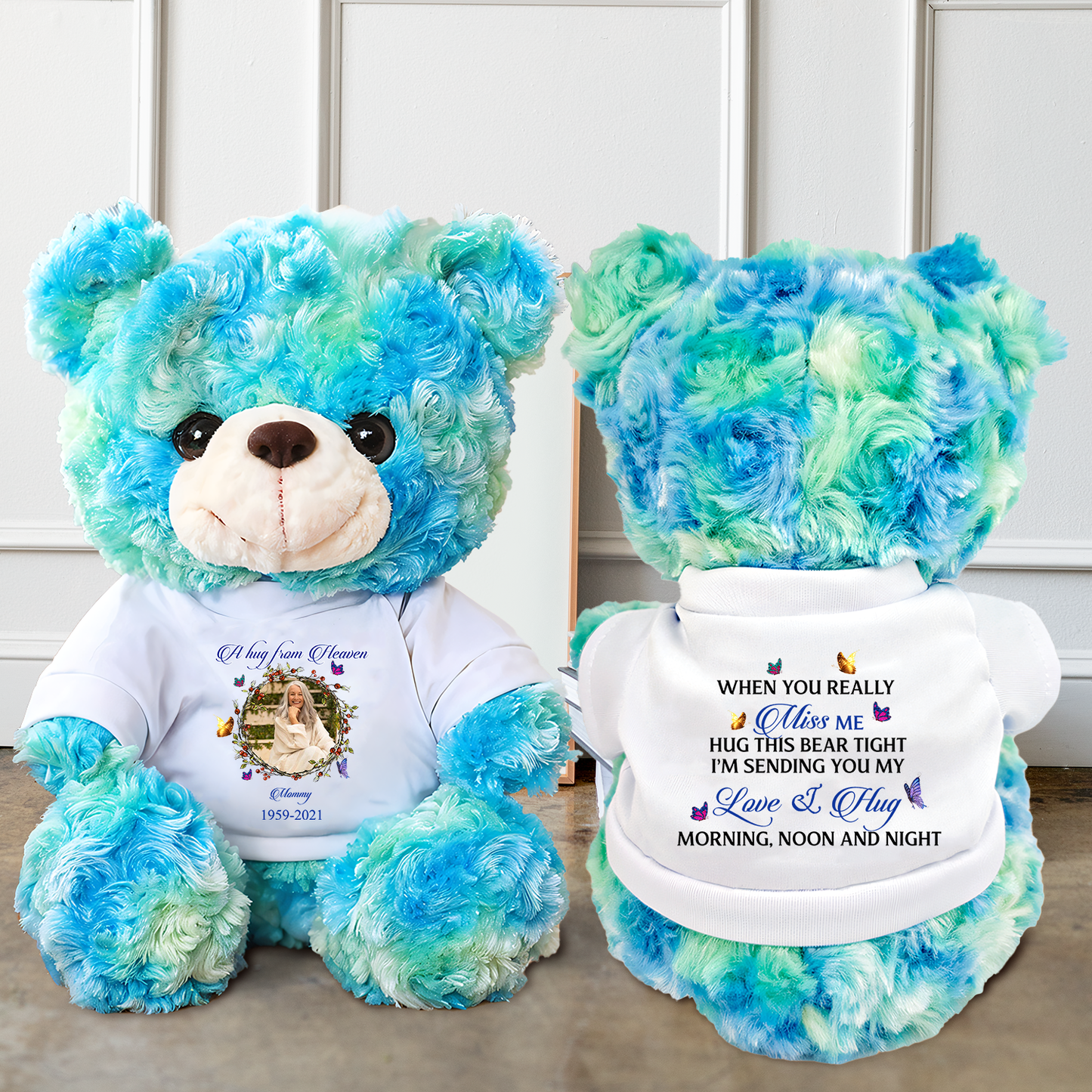 Miss You Morning, Noon and Night - Memorial Personalized Custom Teddy Bear Plush