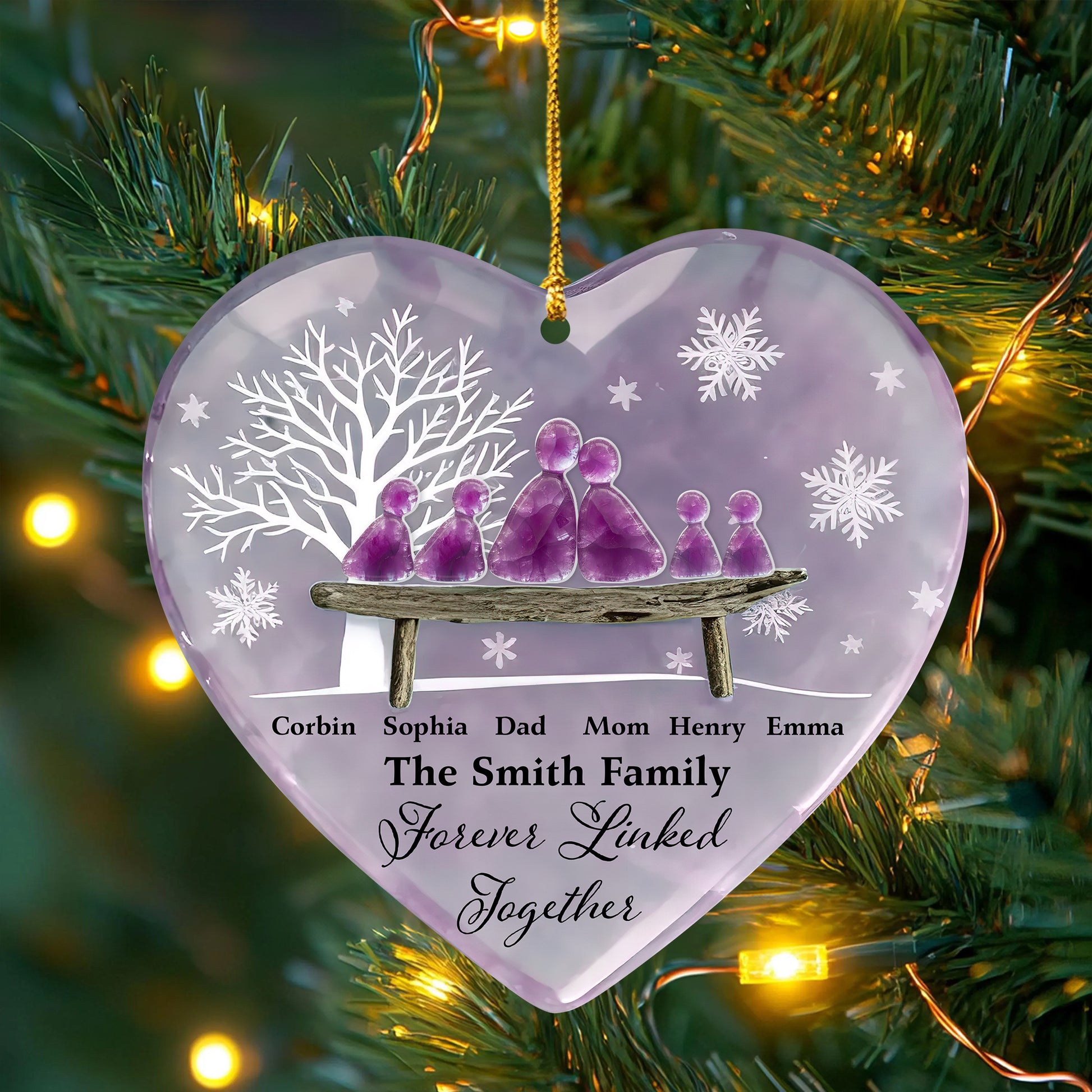 Our Family Linked Together Sea Glass - Personalized Custom Acrylic 2-layered Ornament