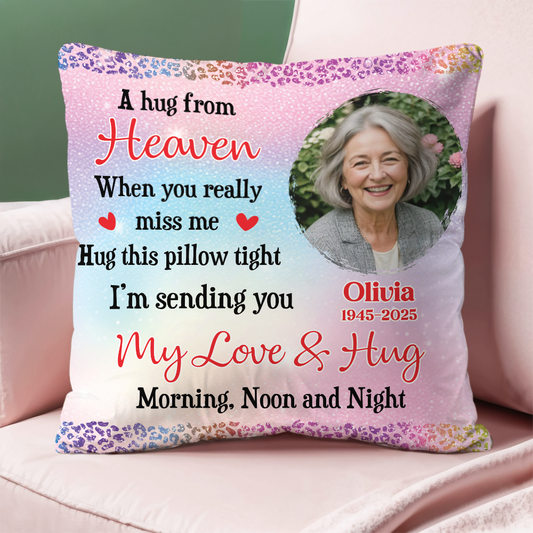 A Hug From Heaven Glitter - Personalized Pillow (Insert Included)