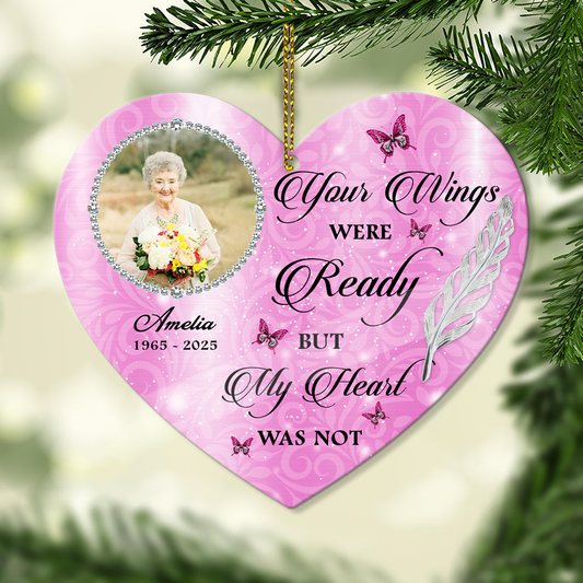 Memorial Butterfly Wings Heart - Personalized Custom Acrylic Ornament