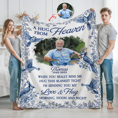 A Hug From Heaven Flower - Memorial Personalized Custom Blanket