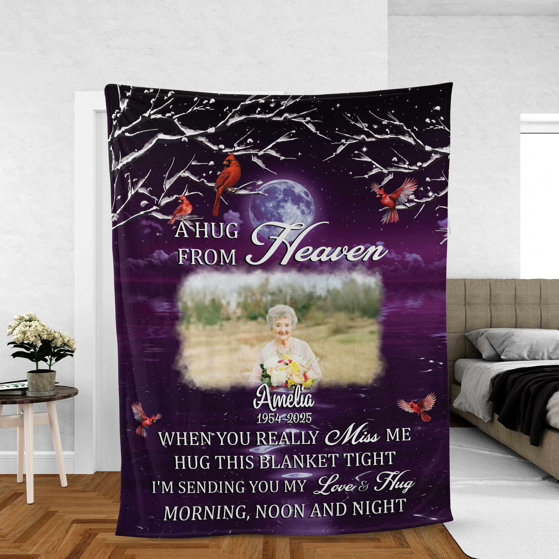 A Hug From Heaven Moon Blanket - Memorial Personalized Custom Blanket