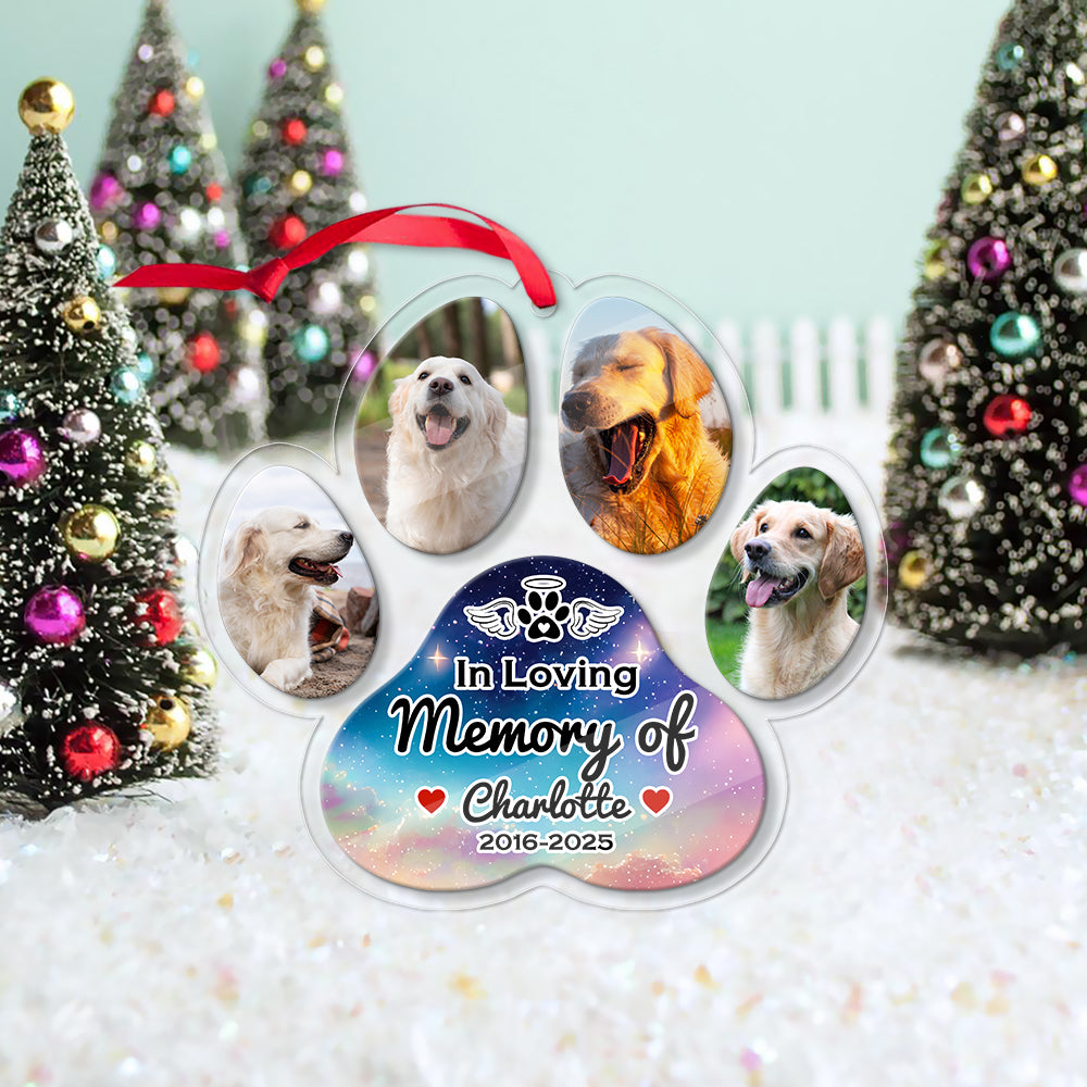 In Loving Memories Paw - Personalized Custom Acrylic Ornament
