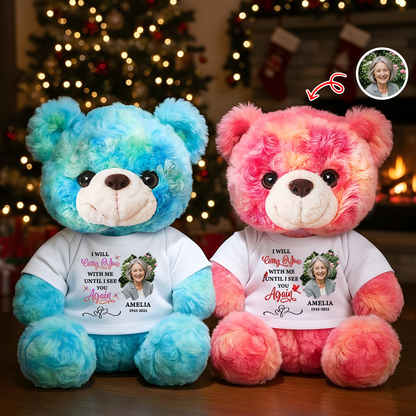 I Will Carry You With Me Custom Teddy Bear – Personalized Memorial Plush Keepsake, Sympathy Gift, Remembrance Bear for Loved One in Heaven