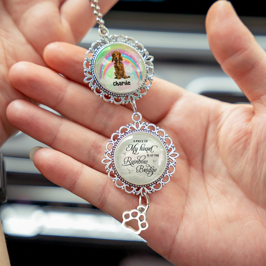 Custom Photo Memorial Gift For Pet Lovers - Personalized Photo Car Ornament With Charm