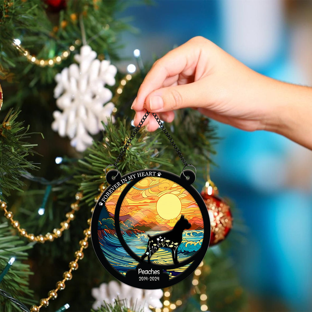 Memorial Personalized Dog Ornament - Sympathy Gift For Pet Owners, Pet Lovers - Window Hanging Suncatcher Ornament