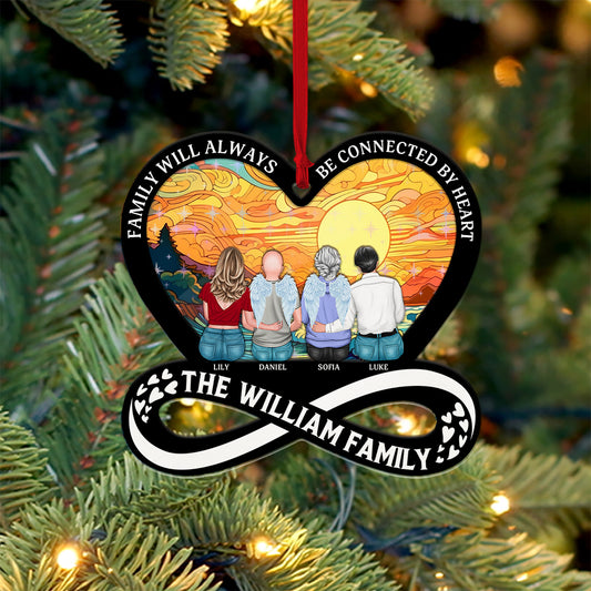 Family Will Always Be Connected By Heart  - Custom Shape Hologram Ornament