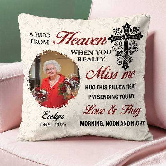 A Hug From Heaven Cross - Personalized Pillow (Insert Included)