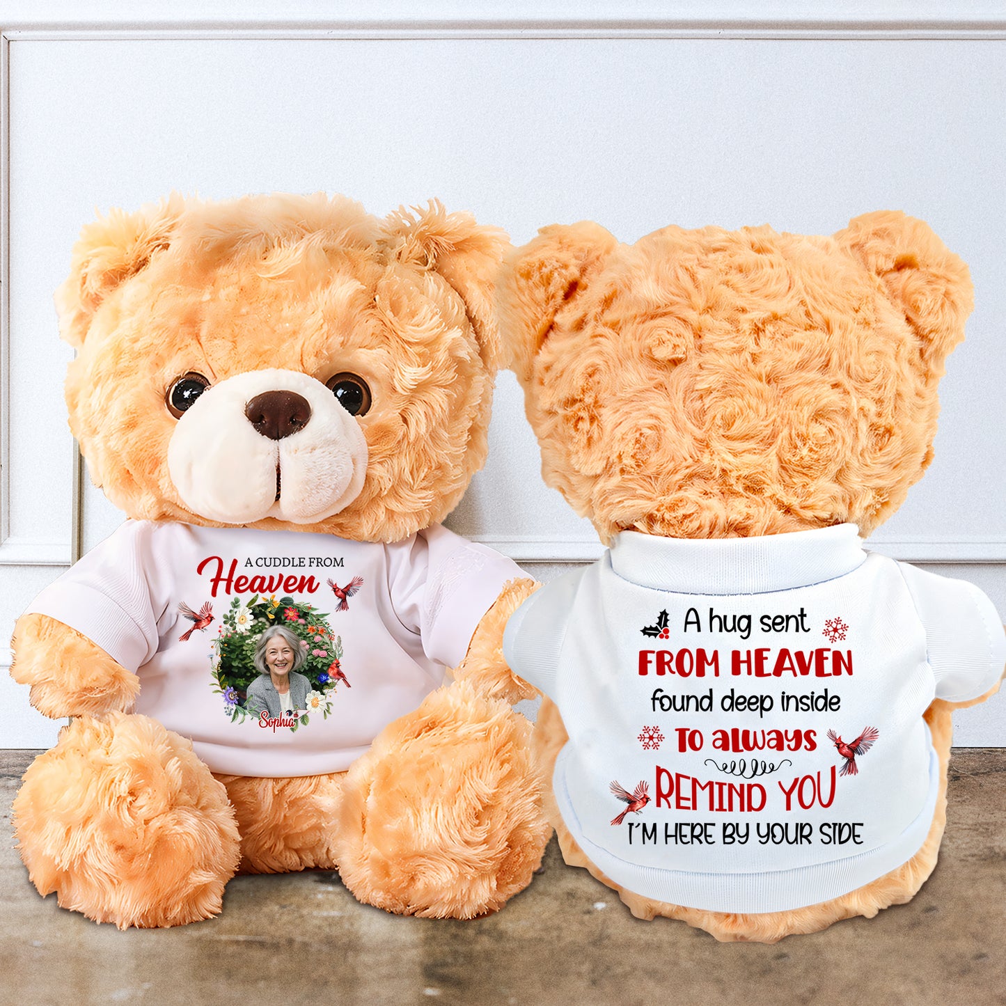 Cuddle From Heaven Sympathy Gift - Memorial Personalized Custom Teddy Bear Plush
