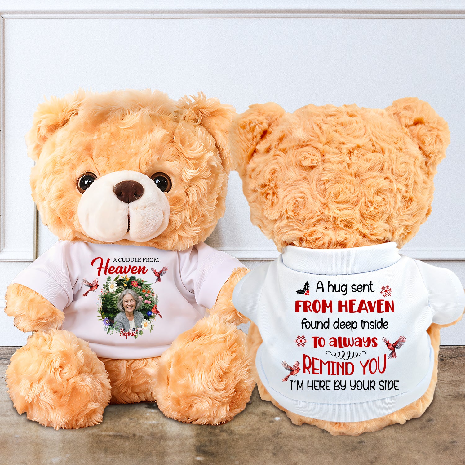 Cuddle From Heaven Sympathy Gift - Memorial Personalized Custom Teddy Bear Plush