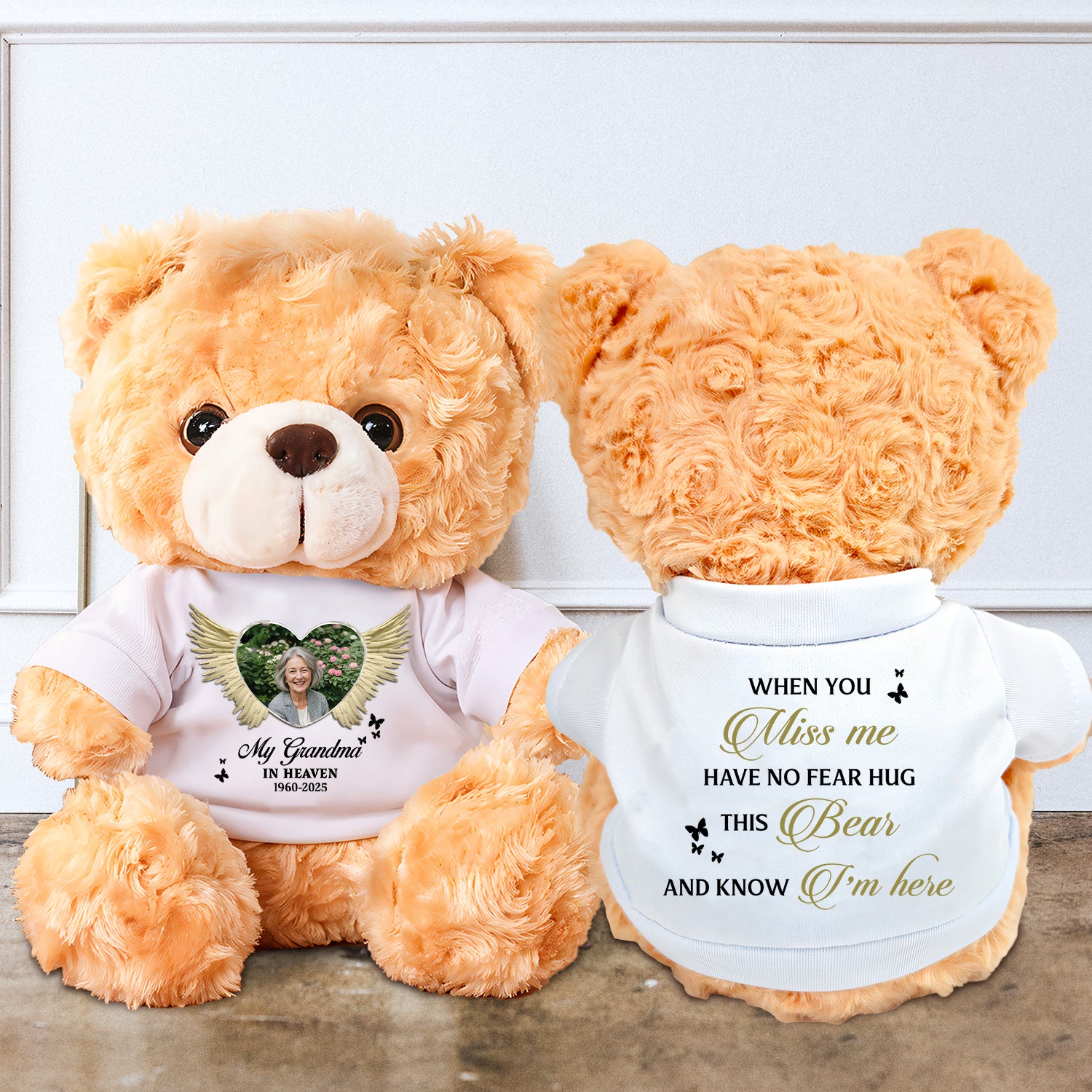 Remembrance Photo Wings - Memorial Personalized Custom Teddy Bear Plush