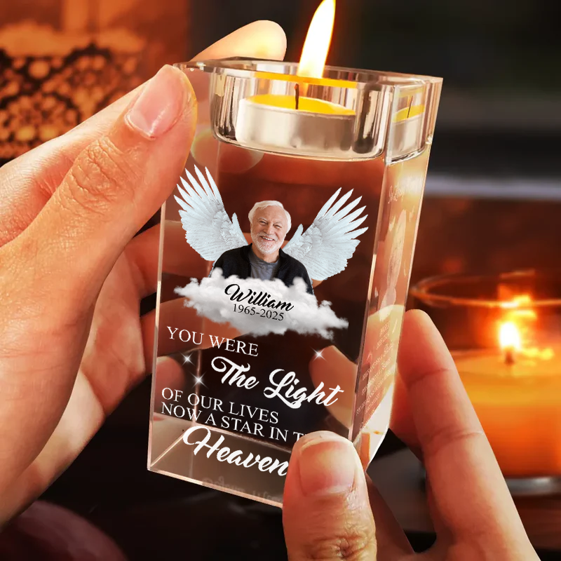 Custom Photo You Were The Light Of Our Lives - Personalized Crystal Candle Holder