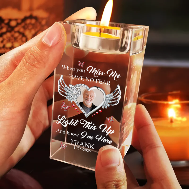 Light This Up I Miss You - Personalized Crystal Candle Holder