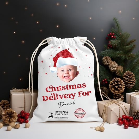 Personalized Santa Sack - Customized Canvas Drawstring Bags