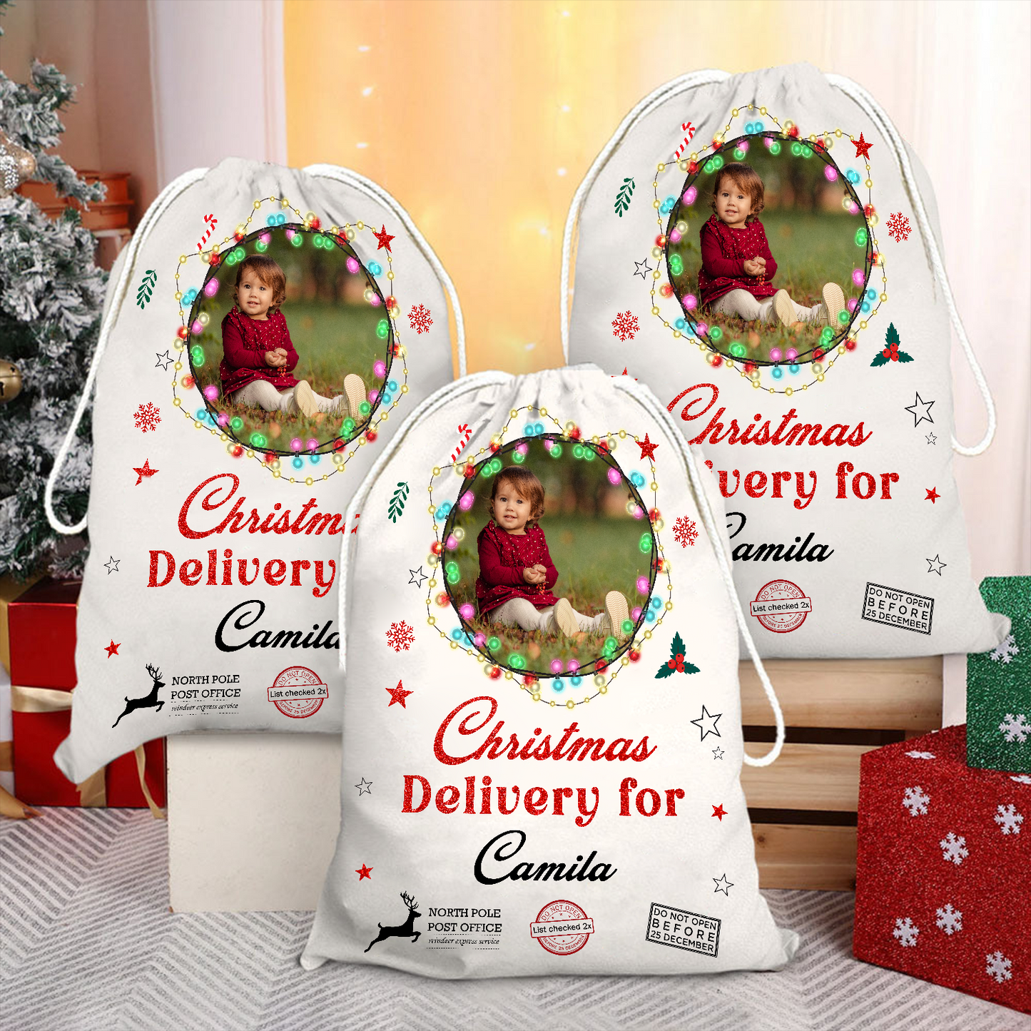 Christmas Bag Special Delivery Light - Customized Canvas Drawstring Bags