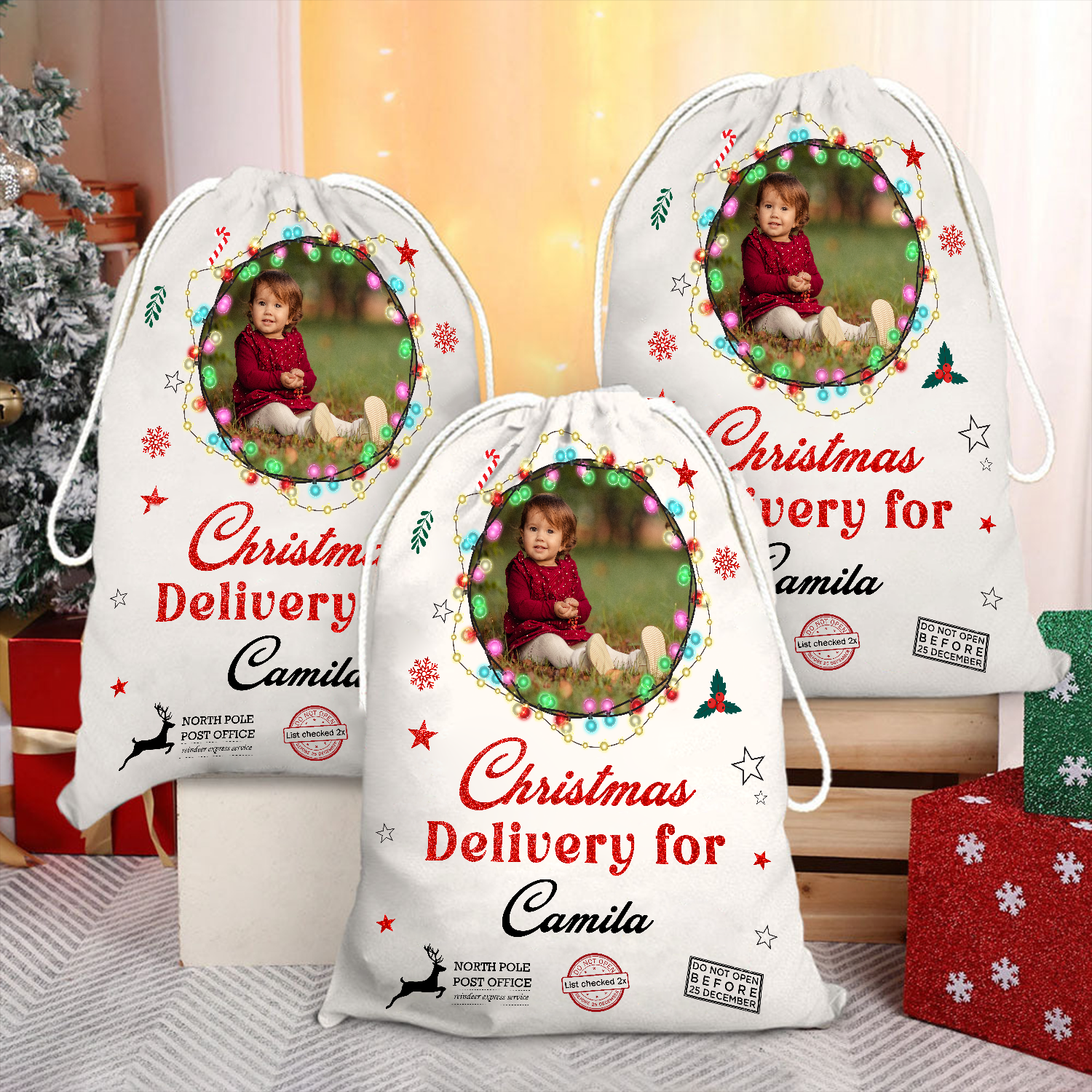 Christmas Bag Special Delivery Light - Customized Canvas Drawstring Bags