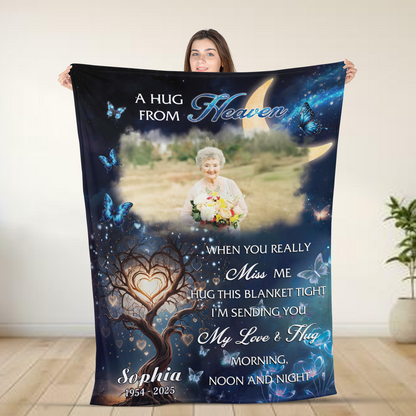 To My Love A Hug From Heaven - Memorial Personalized Custom Blanket Gift