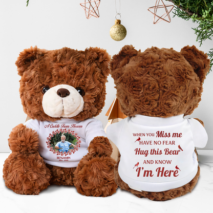 Glitter Flower A hug From Heaven - Memorial Personalized Custom Teddy Bear Plush