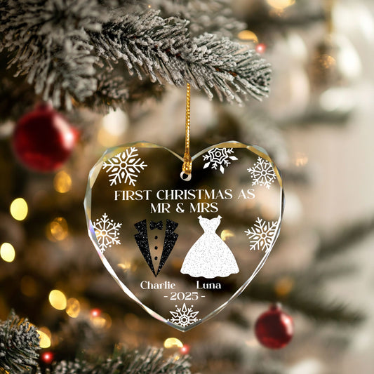 Our First Christmas - Personalized Custom Glass Ornament